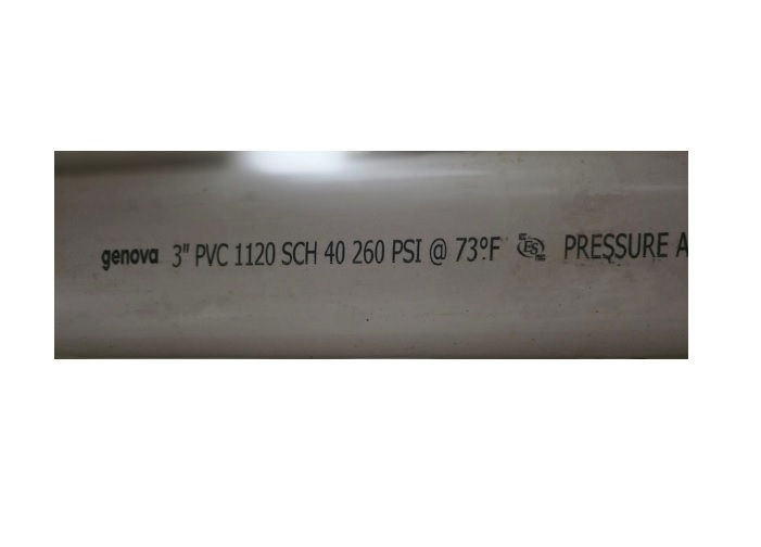 3" x 5' Solid Core Plain End Sch 40 PVC Pressure Pipe 611945