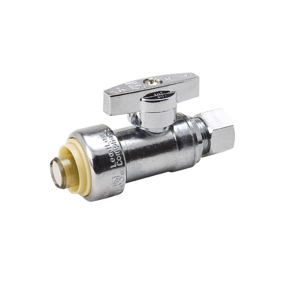 1/2" Push Fit x 3/8" OD straight valve supply 1/4 turn