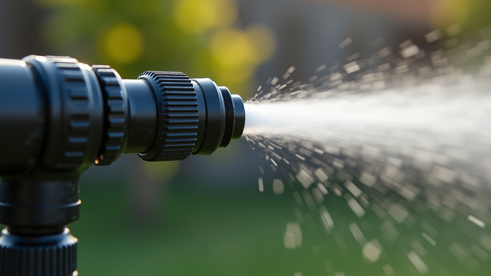 Close-up of a pressure washer nozzle with adjustable settings