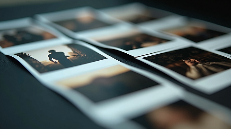 Close-up view of printed photo strips from a photo booth