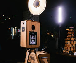 Close-up of a custom guest memory book at a photo booth station in Glendale, Arizona.