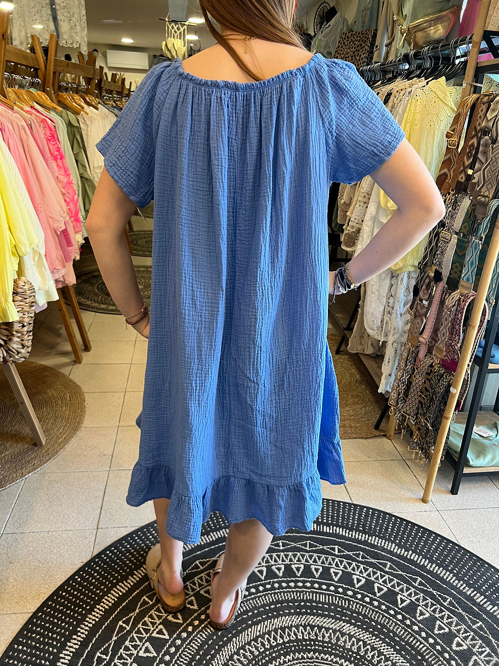 Miniature : Robe en gaze de coton col bateau Lise