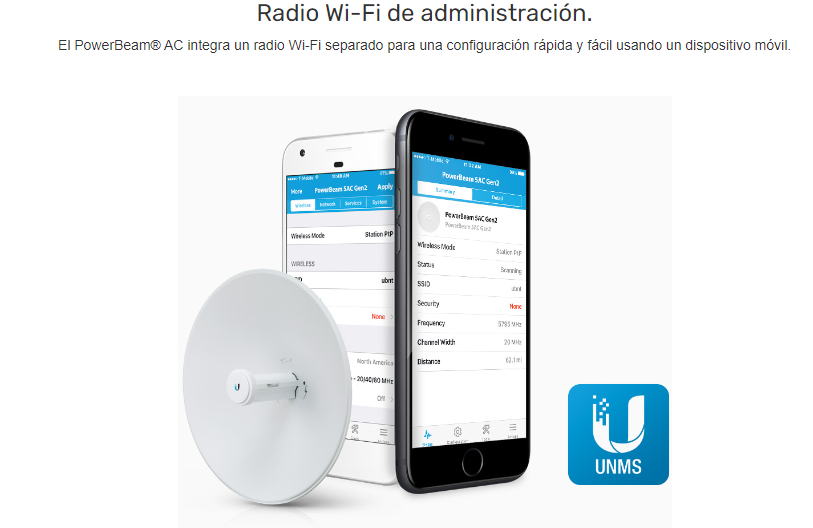 Miniatura: PowerBeam airMAX AC GEN2 hasta 450 Mbps, 5 GHz (5150 - 5875 MHz)