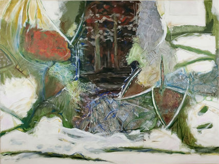 Into the Forest, painting, acrylic on canvas, 36" x 48"