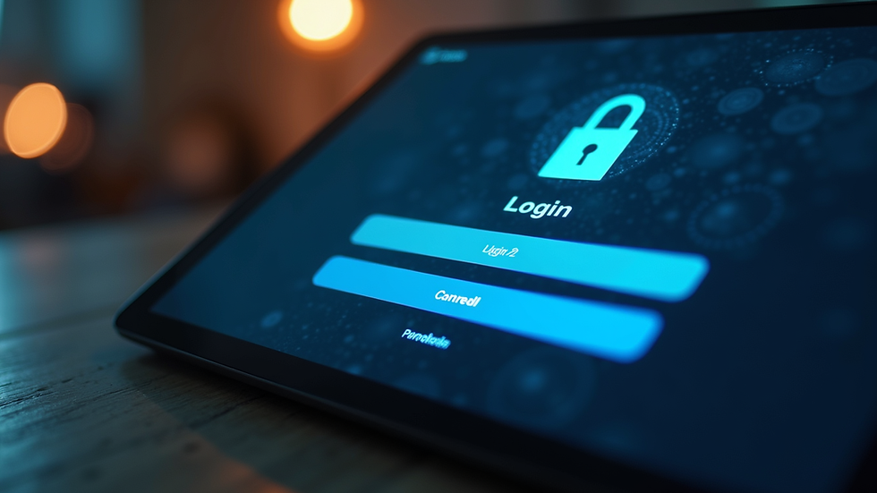 Close-up view of a secure login screen on a tablet device