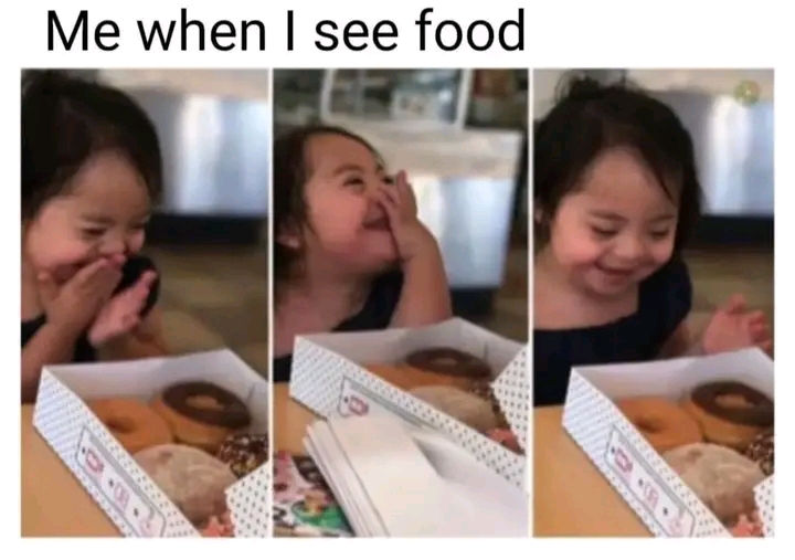 Man serving food from various dishes on a table at night. Background shows a pink wall, chairs, and a humorous caption: "nobody, me at 3am."