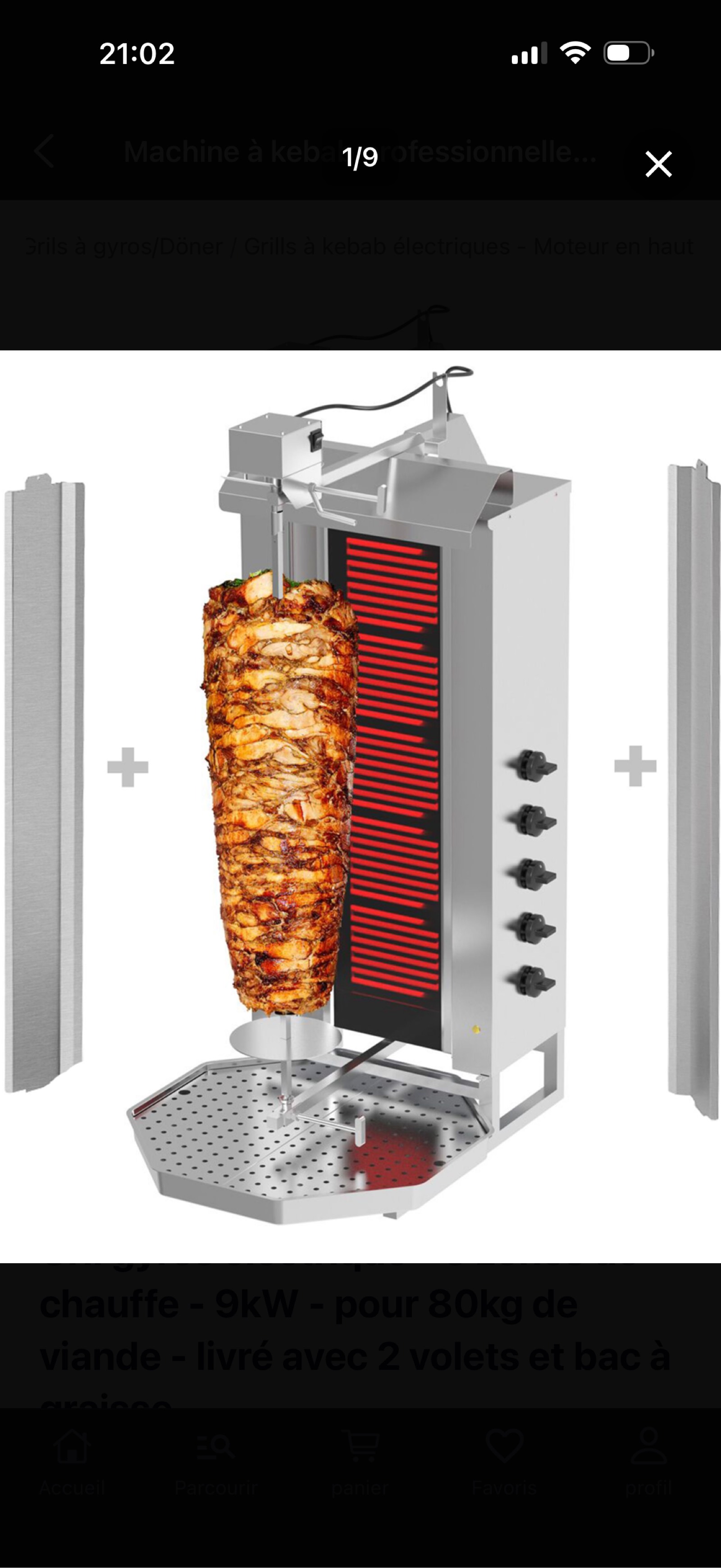 Machine à kebab professionnelle électrique 9 kW