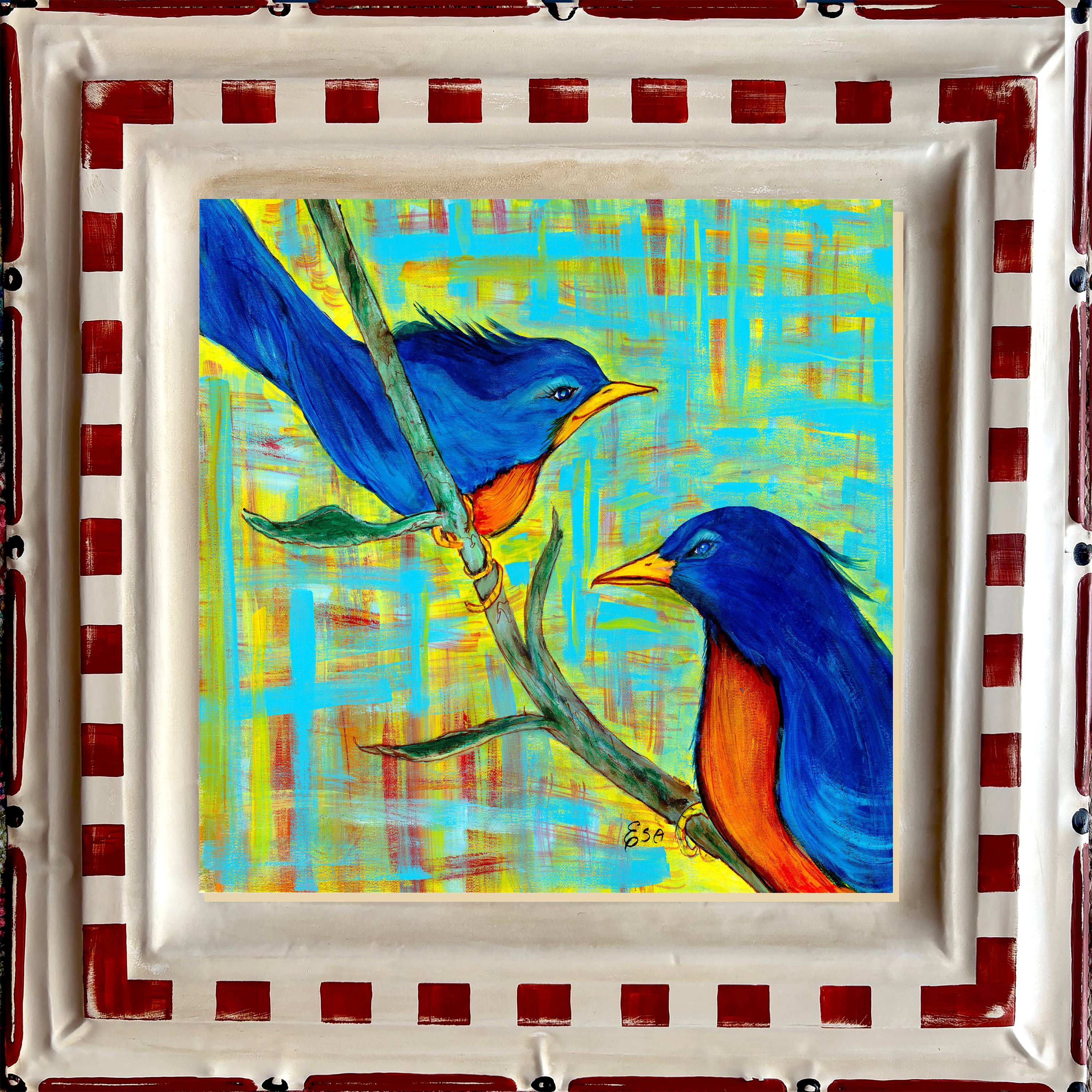 Blue Birds Wall Art Tin
