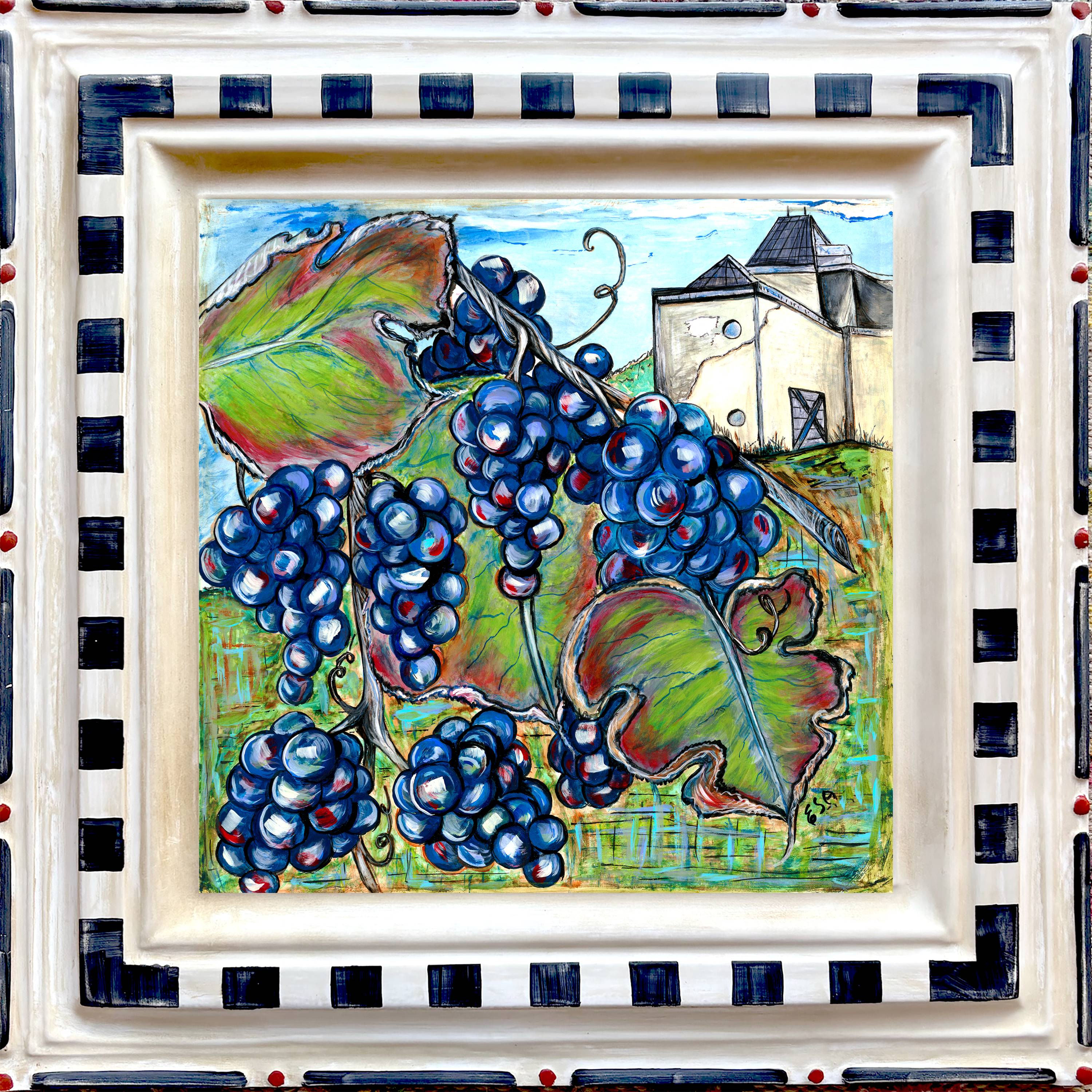 Grapes with Chateau Wall Art Tin