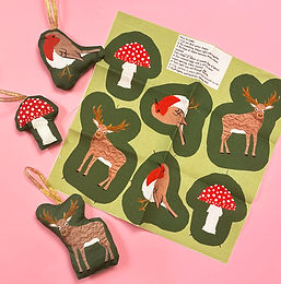 Sew-your-own-craft-kit-woodland-deer-robin-mushroom-christmas-tree-decorations-by-Chimps-T