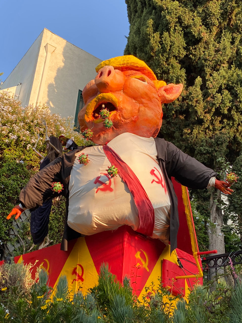 Sculpture Melania flees the trump puppet box magic hour