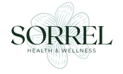 Sorrel Health and Wellness logo which is a green wood sorrel leaf behind the words Sorrel Health and Wellness