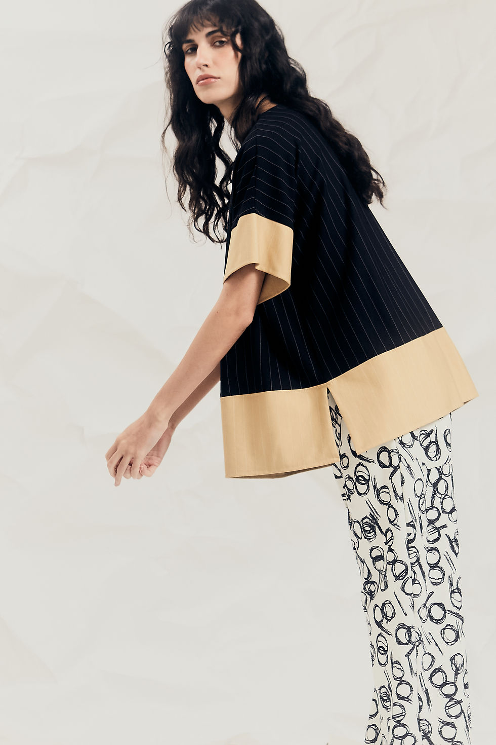 Miniatura: Blusa Quadrada Bicolor Risca