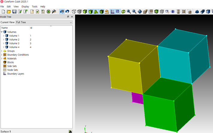 그림 4. Compress 명령을 실행한 후 형상 및 ID 번호
