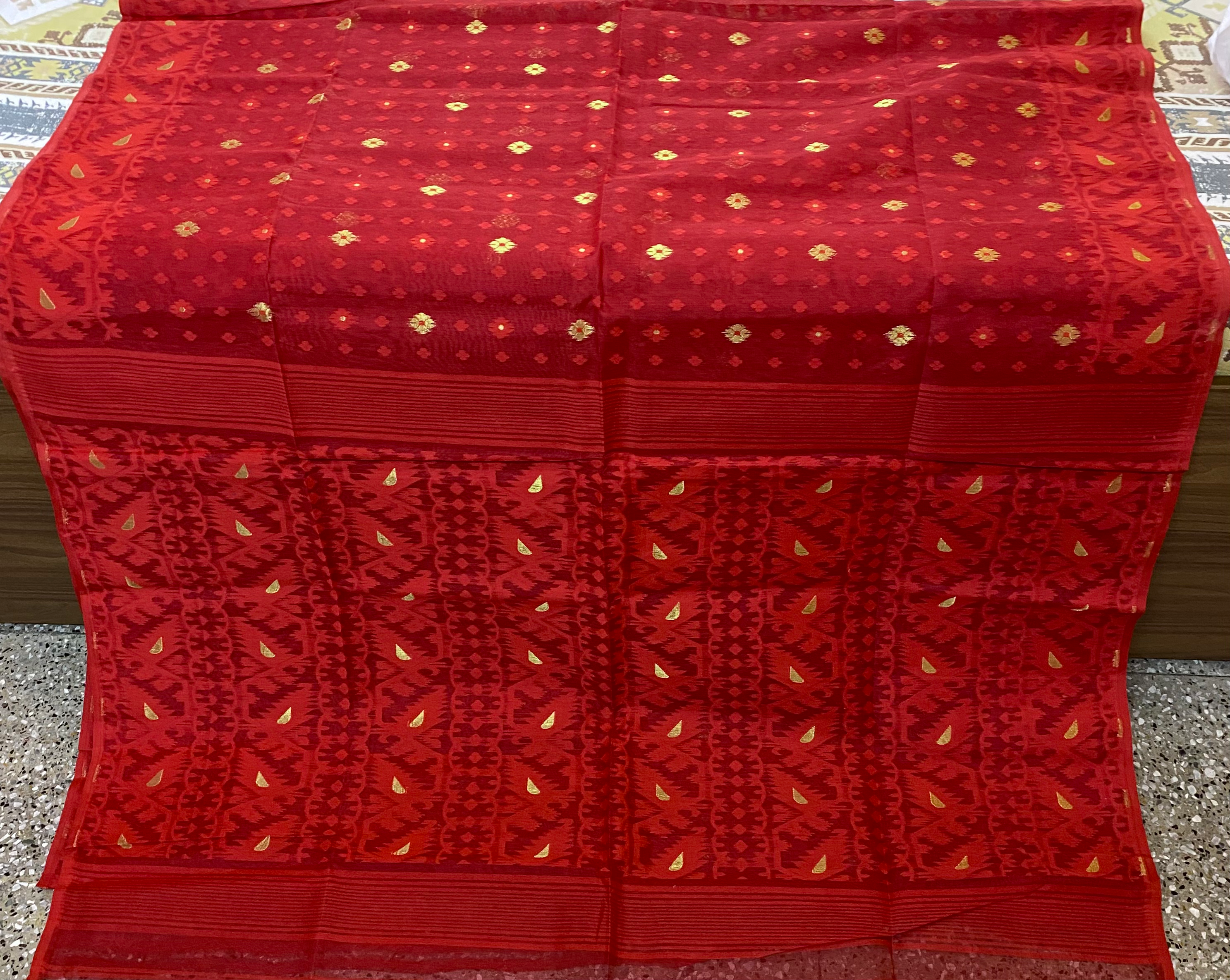 Red Dhakai Jamdani Saree