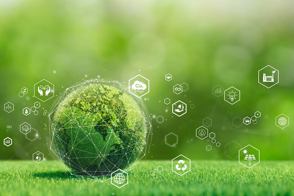 Environmental technology concept. Sustainable development goals. SDGs. Green Earth with En