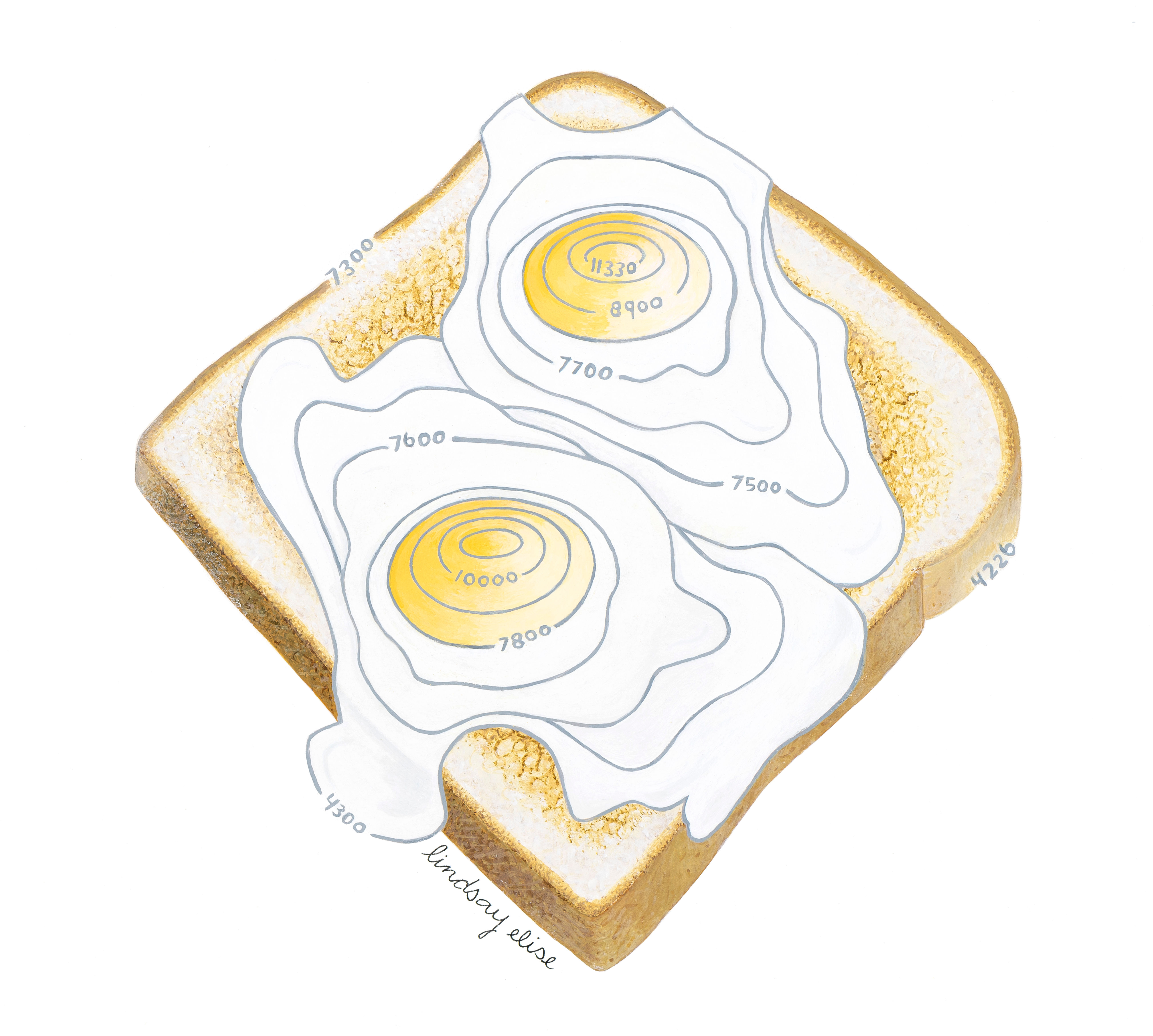 6x6 postcard - Elevation Eggs & Toast