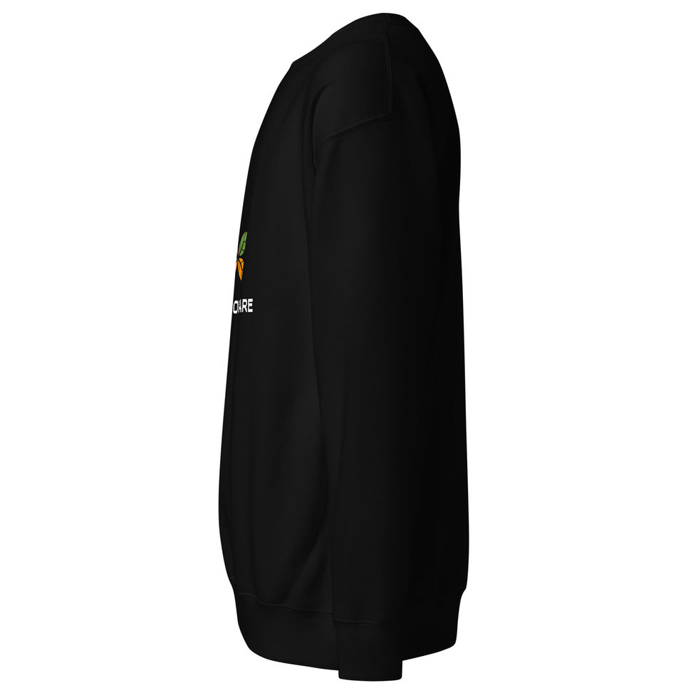 Side view of black sweatshirt