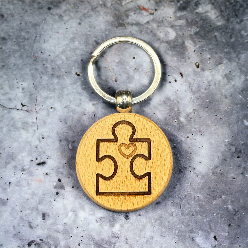 Autism Single Puzzle Piece & Heart Keychain