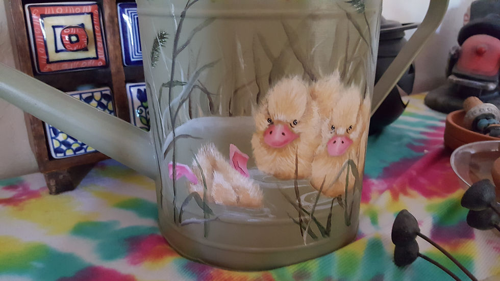 Ducks on Watering Can Acrylics