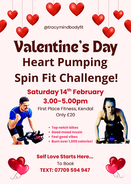 Tracy Dixon Mind and Body Fit valentines day Saturay 14th February Spin Fit Challenge 2 ho