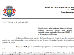 Lei em Juazeiro do Norte inclui apenas padres, pastores e bispos como líderes religiosos
