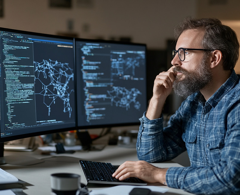 vecteezy_a-man-with-a-beard-and-glasses-is-sitting-at-a-desk-with-two_60535302.jpg