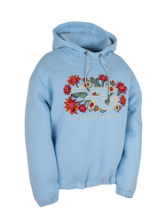 light blue sweatshirt, western style outfit, quality fabrics soft and cozy westernwear