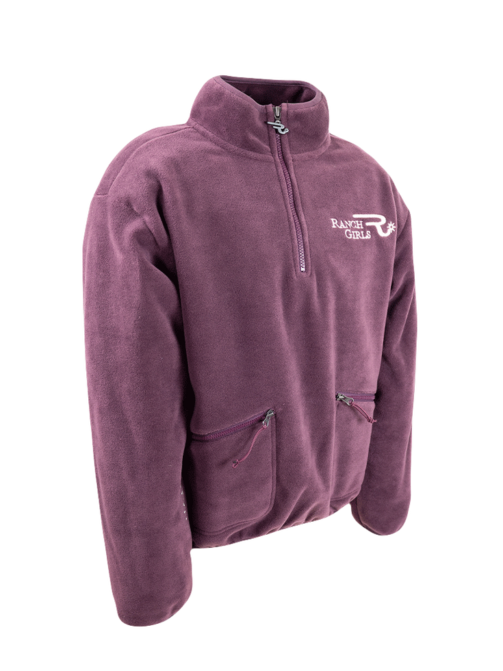 plum colored soft fleece zip up, made in europe, quality western wear