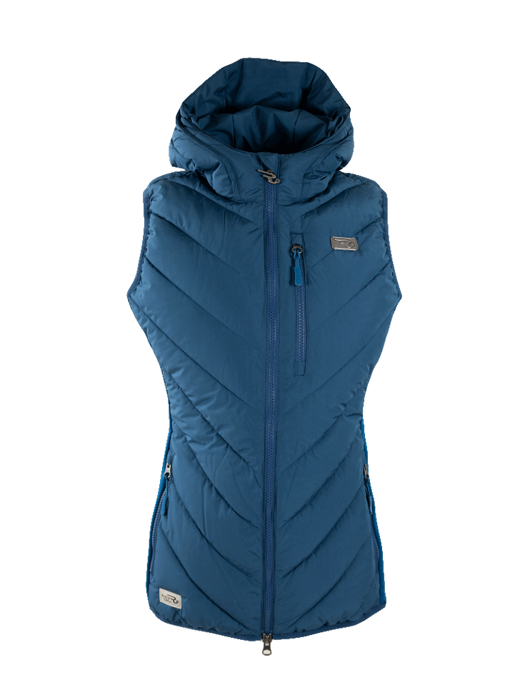 teal blue riding fit vest with elastic side panel