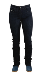 classy dark denim riding jeans straight leg