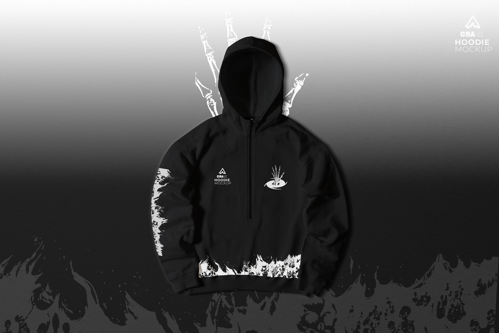 Hoodie Mockup Skull Black