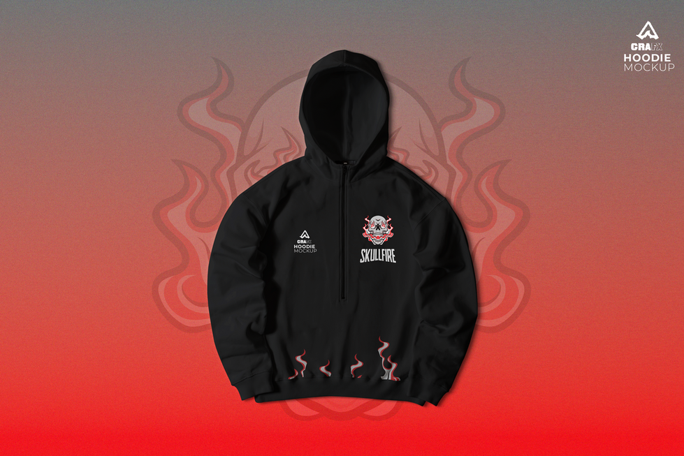 Hoodie Mockup Skull Fire Black