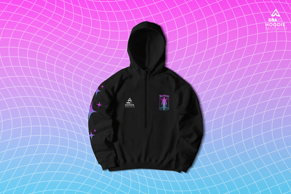 Hoodie Mockup Human Black