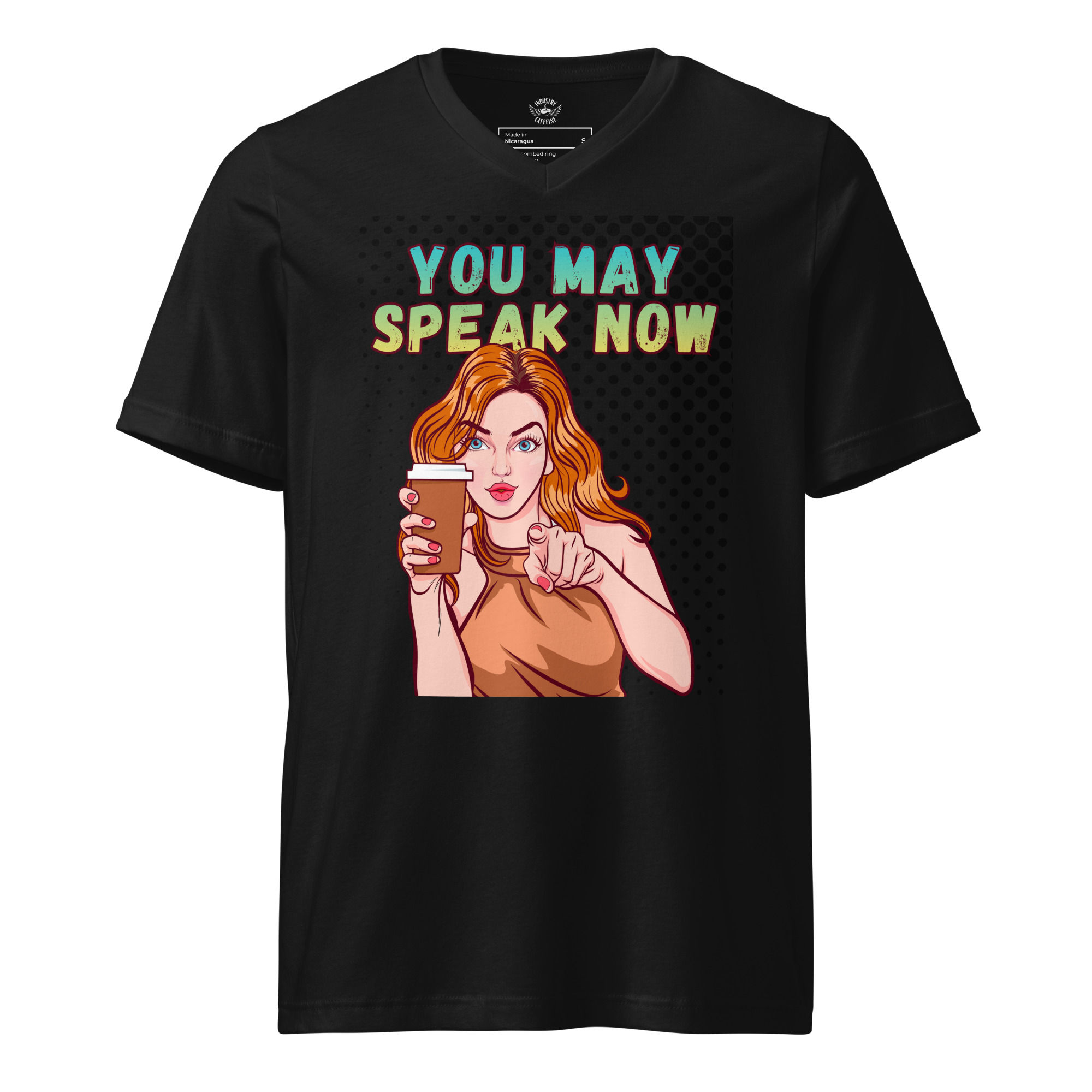 Unisex Short Sleeve V-Neck T-Shirt: Comical Collection - Speak