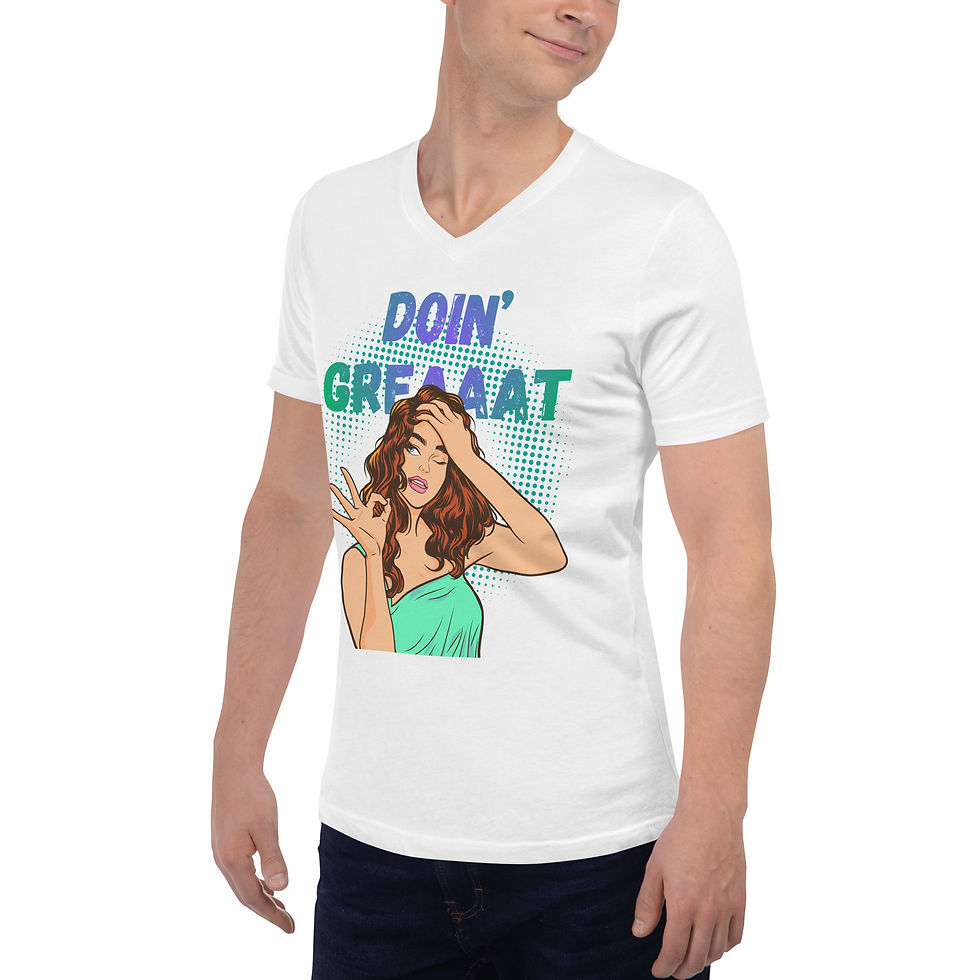 Thumbnail: Unisex Short Sleeve V-Neck T-Shirt: Comical Collection - Great