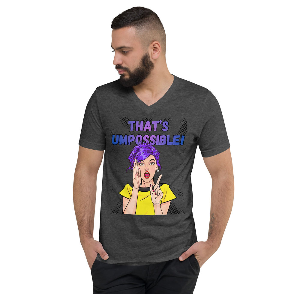 Thumbnail: Unisex Short Sleeve V-Neck T-Shirt: Comical Collection - Umpossible