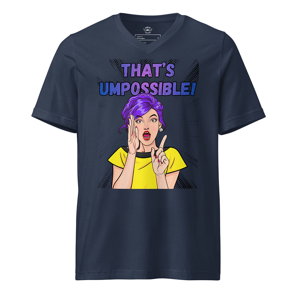Thumbnail: Unisex Short Sleeve V-Neck T-Shirt: Comical Collection - Umpossible