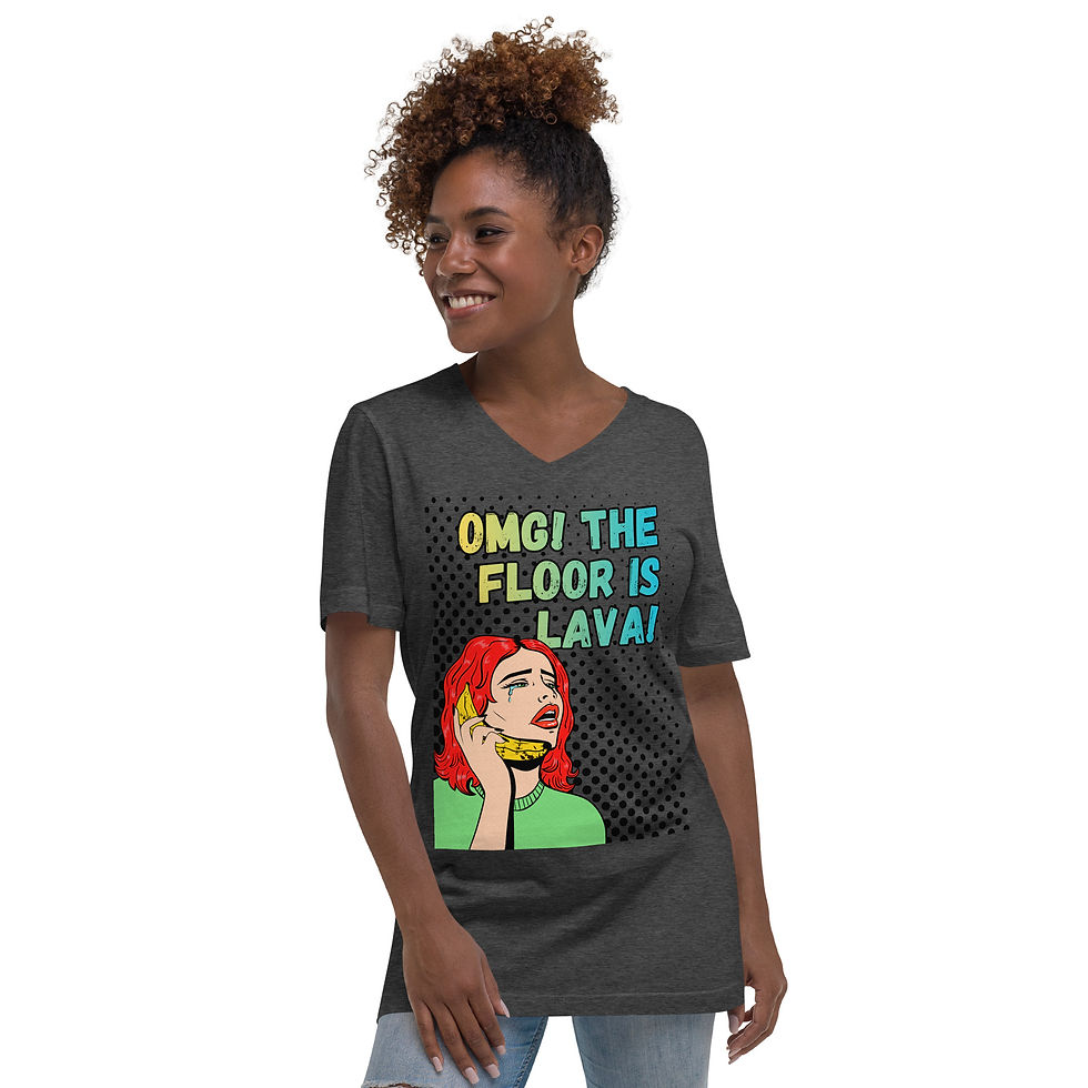 Thumbnail: Unisex Short Sleeve V-Neck T-Shirt: Comical Collection - Lava Floor