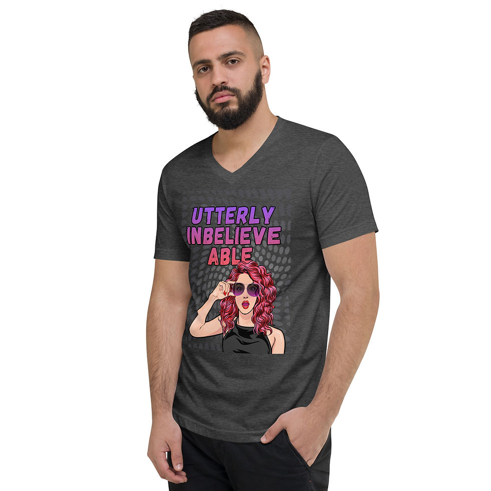 Thumbnail: Unisex Short Sleeve V-Neck T-Shirt: Comical Collection - Inbelievable