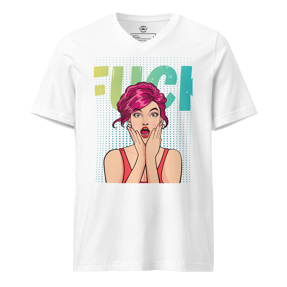 Thumbnail: Unisex Short Sleeve V-Neck T-Shirt: Comical Collection - Fuch