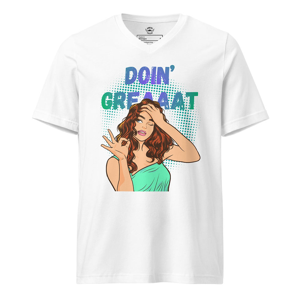 Thumbnail: Unisex Short Sleeve V-Neck T-Shirt: Comical Collection - Great