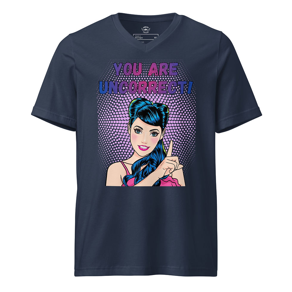 Thumbnail: Unisex Short Sleeve V-Neck T-Shirt: Comical Collection - Uncorrect