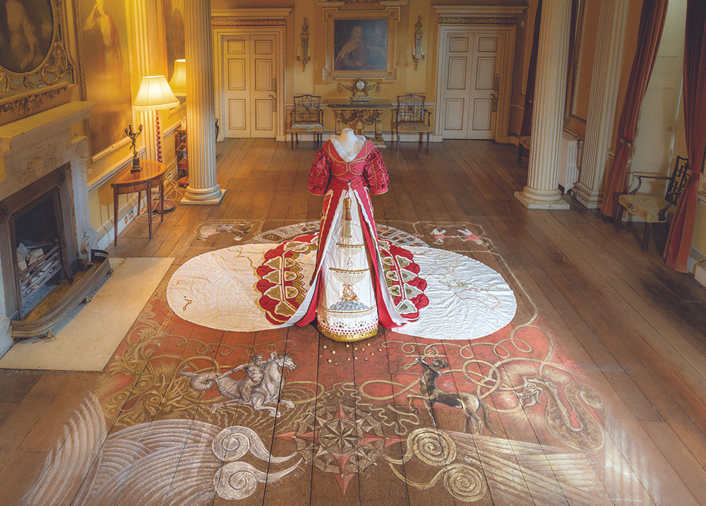47 - Fading Glory (Ball Gown) & Gold Dust (chalked floor) - The Regency Wardrobe