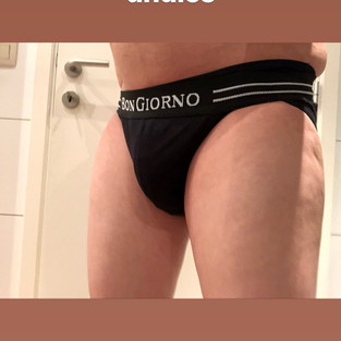 Packing with Mister Limpy M, 3/4 view in semi jock strap