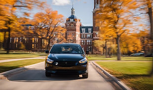 modern car driving, leaving the UIUC cam