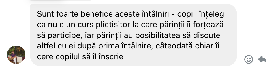 Testimonial părinte Smart Life Education 2