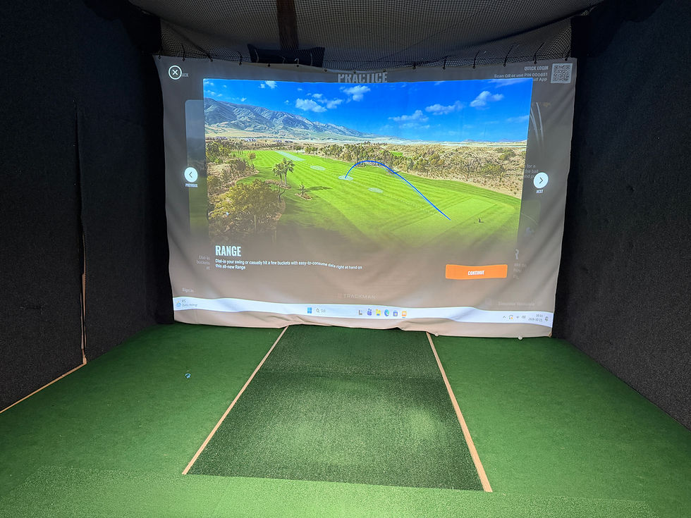 En projektorduk med bild från golfsimulator