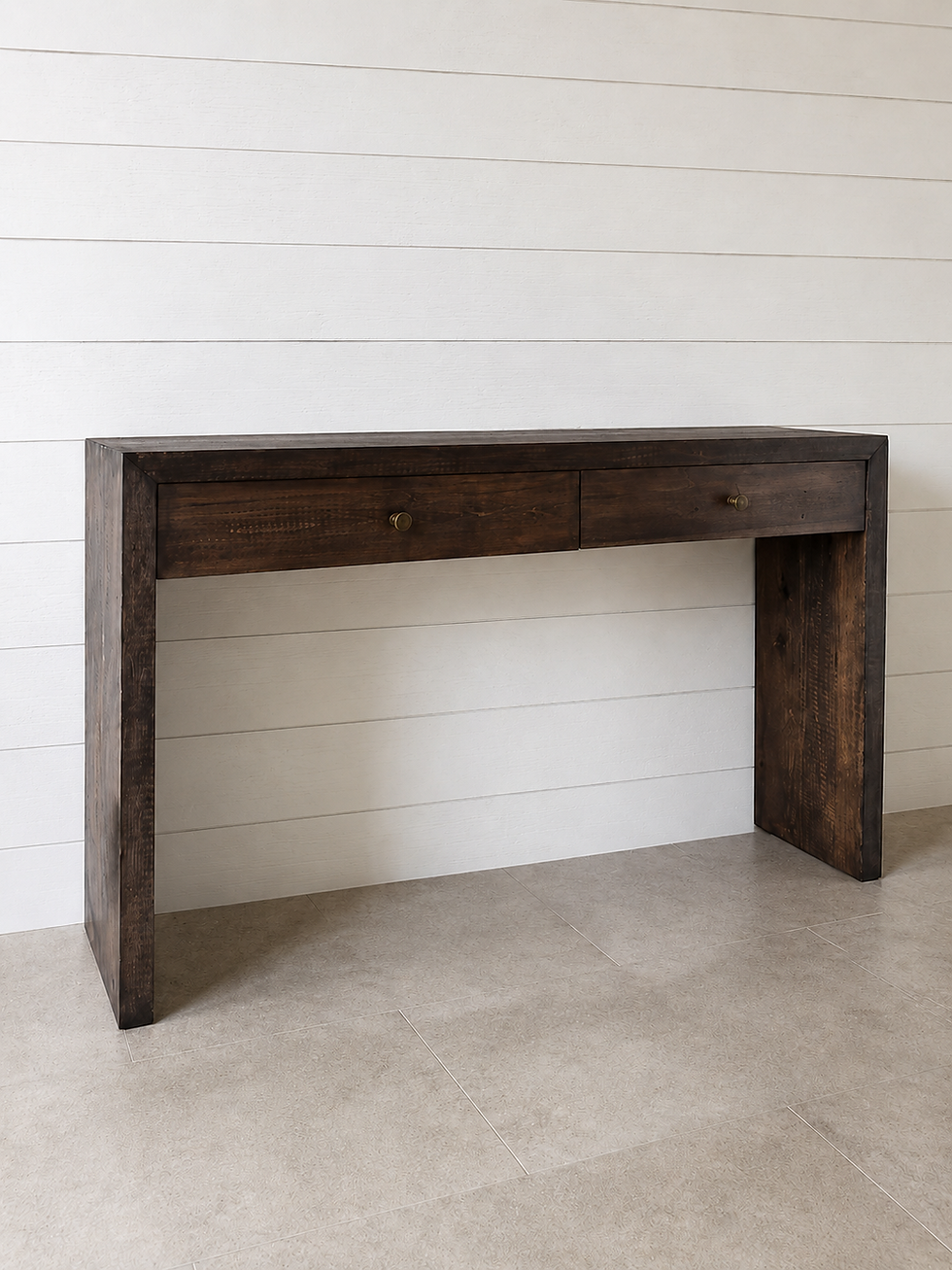 Willow dark wood console table with two drawers