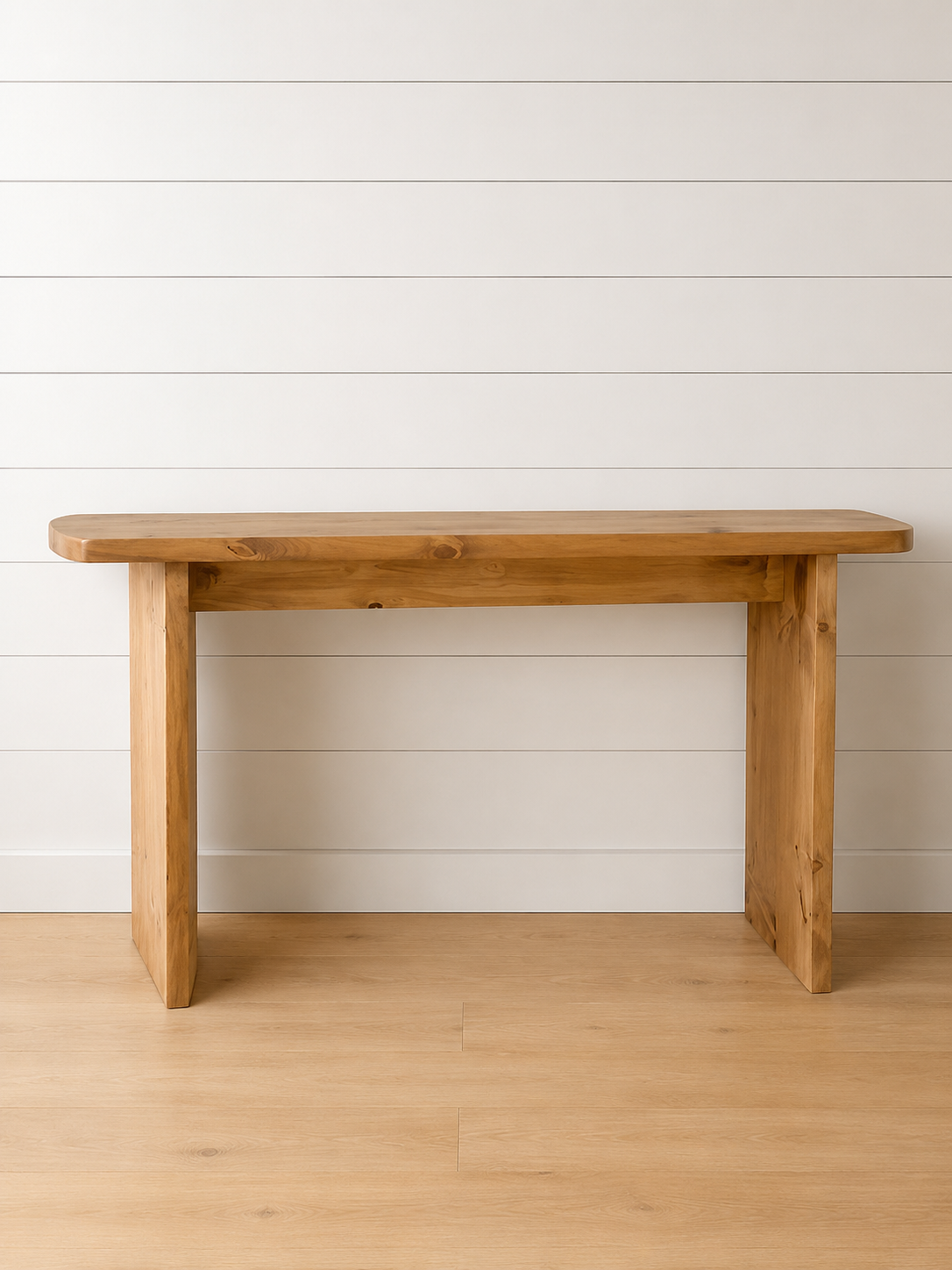 Sierra wooden console table against a white wall.